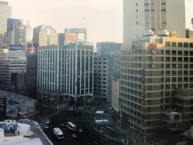 ソウルロイヤルホテルの部屋から見たソウル市内の写真